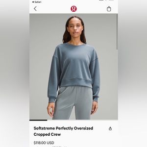 Lululemon softstreme perfectly cropped hoodie size 16